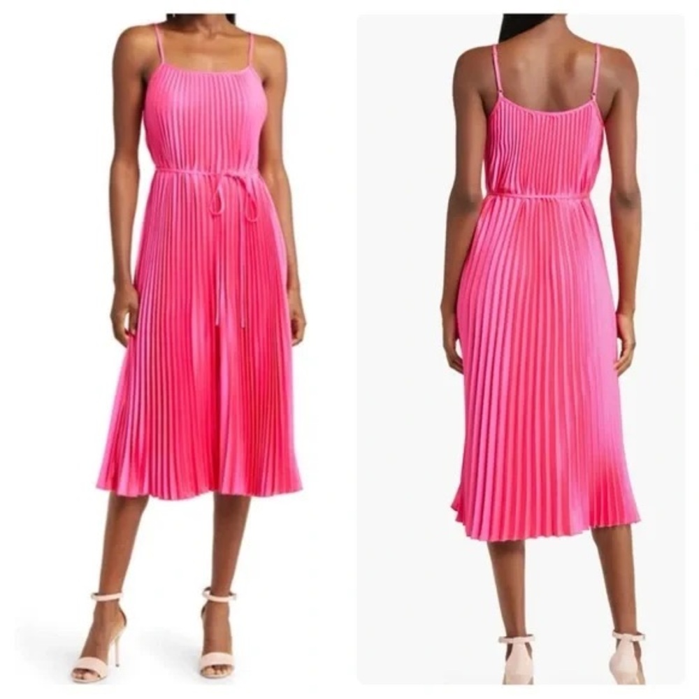 NWT Sam Edelman Hammered Satin Plisse’ Dress